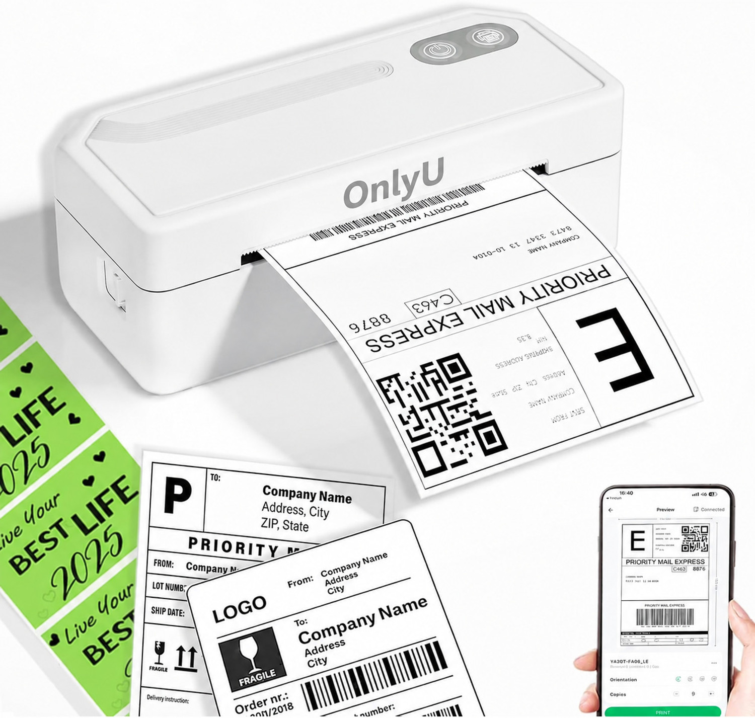 Image of BRONTIX Thermal Printer 4x6 inch Label | Adjustable Label size | 203 DPI Single Function Monochrome Label Printer (Label Roll)