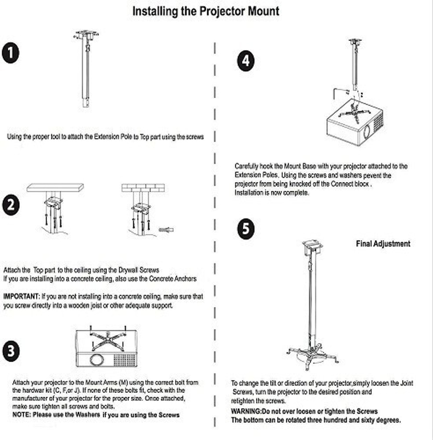 Image of techut 2 feet Wall Mount / Ceiling Mount (Iron) Projector Stand (Maximum Load Capacity 20 kg)