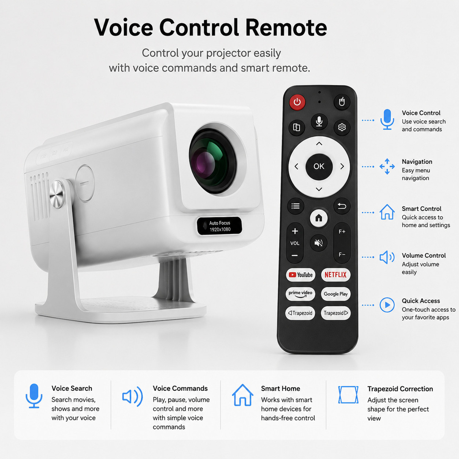 Image of Prime Projector MiniMax Pro Android 13 Smart Mini Projector | 6500 Lumens | 4K Ultra HD Support (6500 lm / 2 Speaker / Wireless / Remote Controller) Portable Projector (100% Dust Proof Wi-Fi 6 & Bluetooth 5.2 Screen Mirroring)