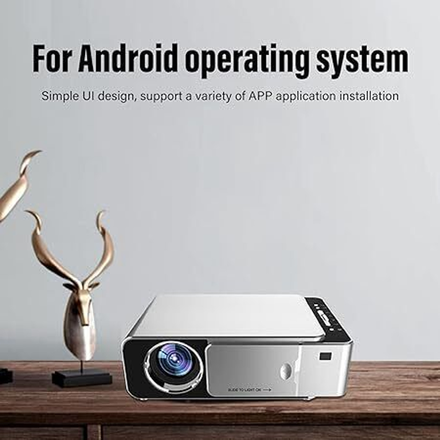 Image of Zync T6 Android 10 Smart 4K Home Cinema Mini 3D (7000 lm / 1 Speaker / Wireless / Remote Controller) Portable Projector (Grey)