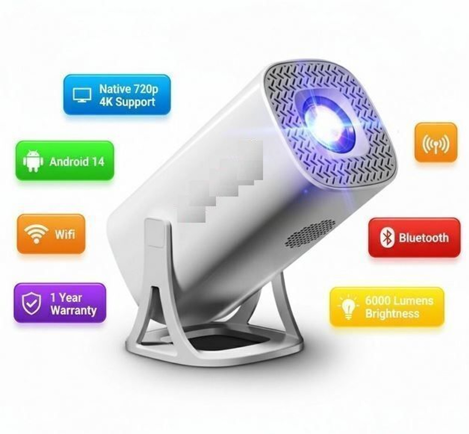 Image of Divine creation HY320 Mini 4K Support Smart Android 13 Projector with WiFi 6 HD Home Theater D16 (5000 lm / Wireless / Remote Controller) Portable Projector (Black)
