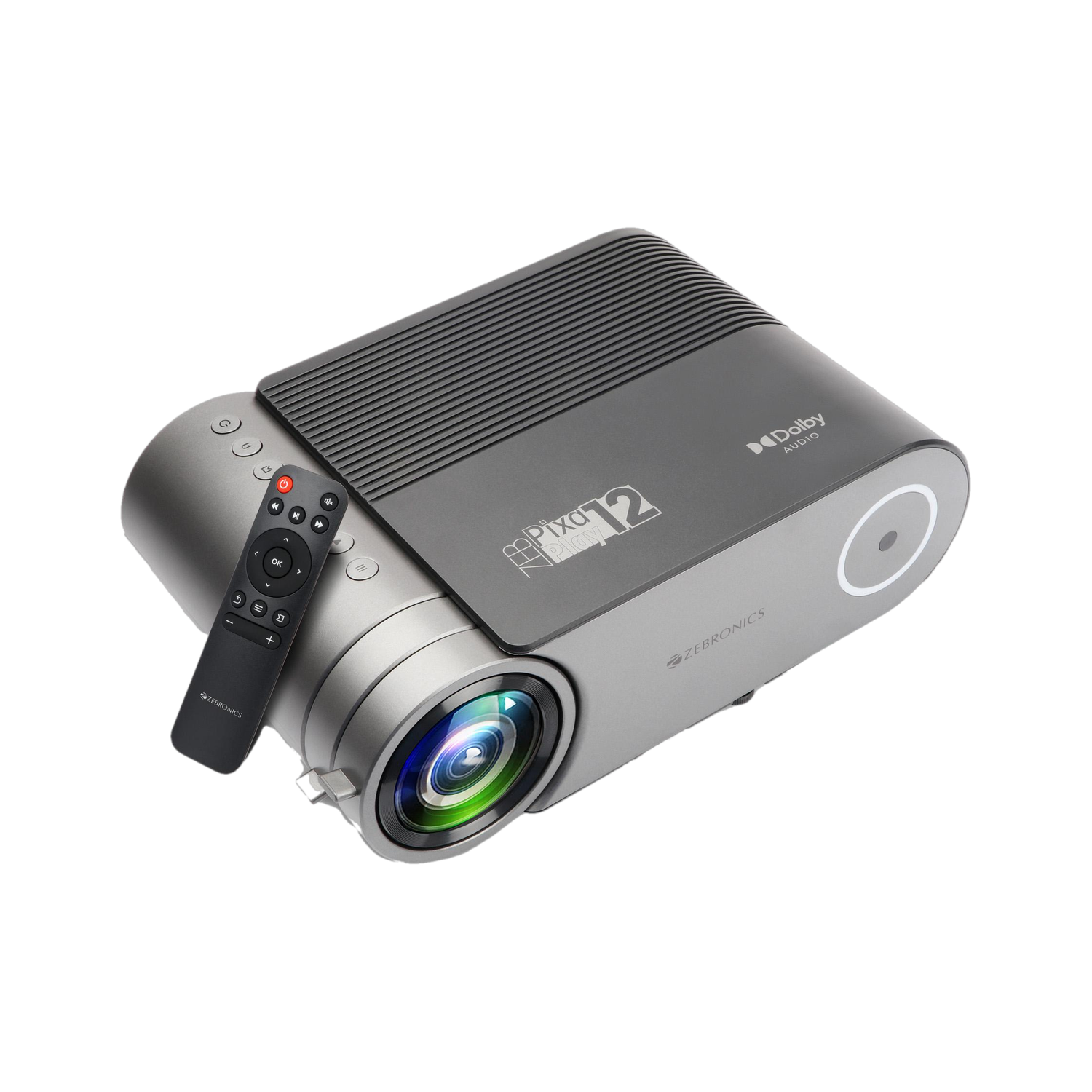Image of Zync T6 Android 10 Smart 4K Home Cinema Mini 3D (7000 lm / 1 Speaker / Wireless / Remote Controller) Portable Projector (Grey)
