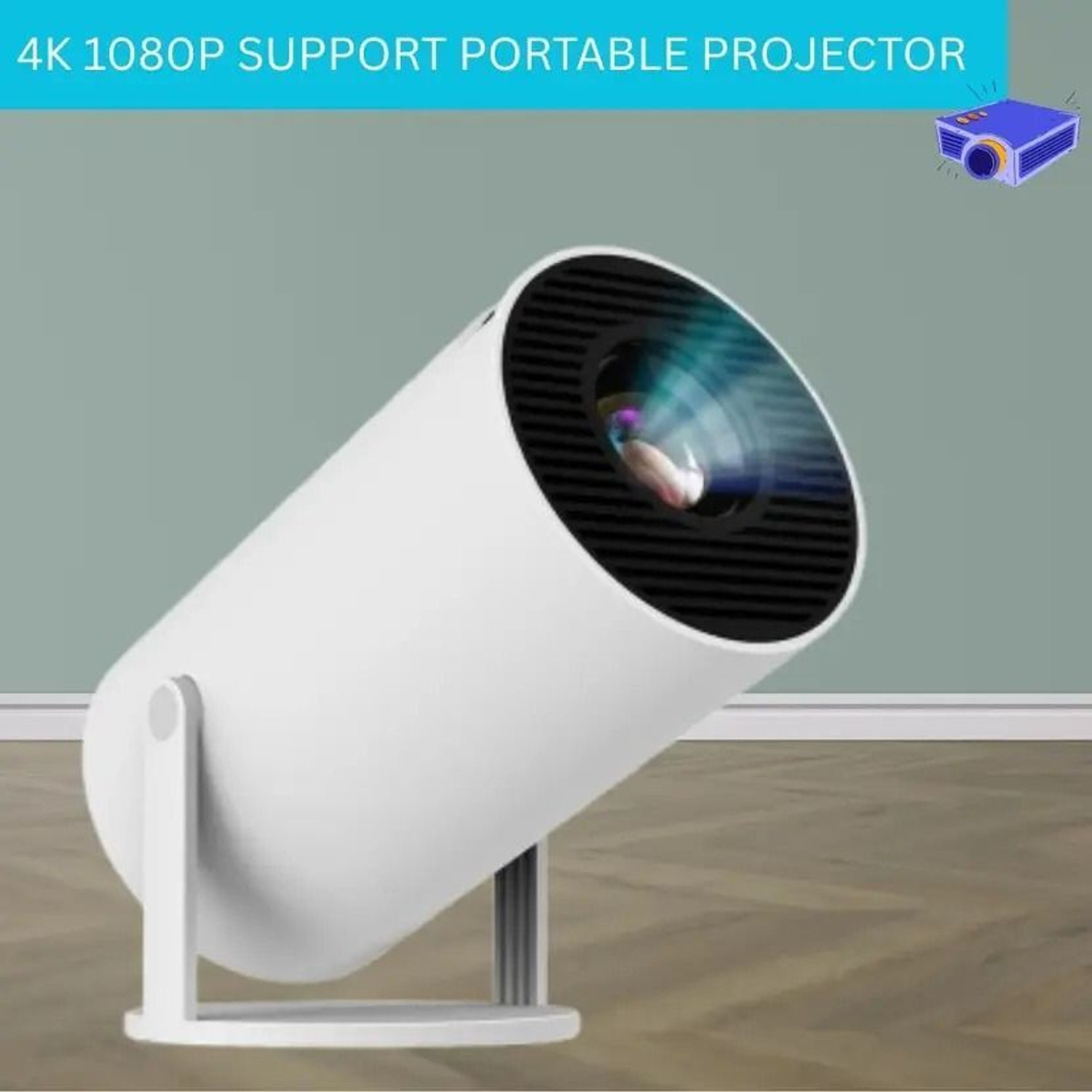 Image of Divine creation HY320 Mini 4K Support Smart Android 13 Projector with WiFi 6 HD Home Theater C85 (5000 lm / Wireless / Remote Controller) Portable Projector (Black)