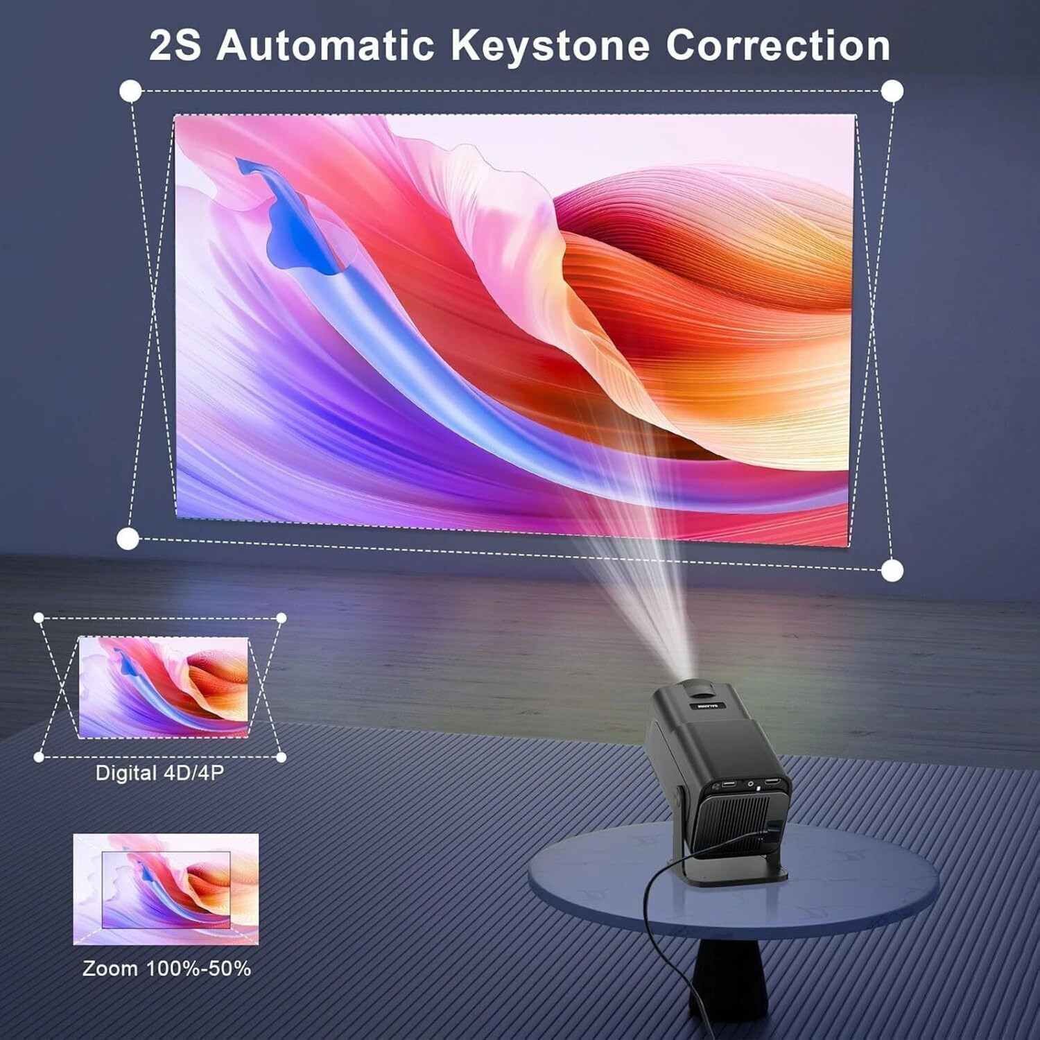 Image of Divine creation HY320 Mini 4K Support Smart Android 13 Projector with WiFi 6 HD Home Theater D33 (5000 lm / Wireless / Remote Controller) Portable Projector (Black)