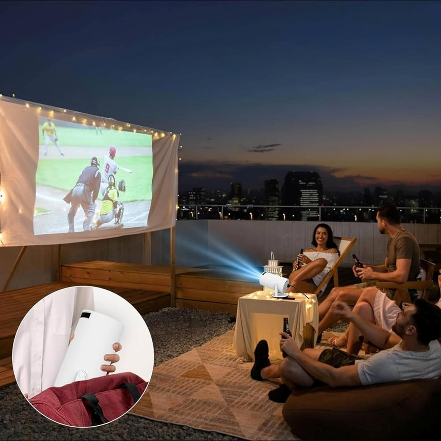 Image of Radhe HY300 Portable projector android (400 lm / 2 Speaker / Wireless / Remote Controller) Portable Projector (White)