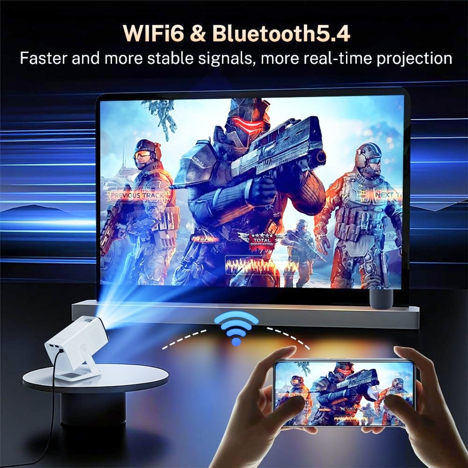 Image of TECHBIZZ S-40 NEW ANDROID 14,4K SMART, WIFI,BLUETOOTH,INBUILD 500+APPS HDMI USB SD CARD (8400 lm / 1 Speaker / Wireless / Remote Controller) Portable Projector (White)