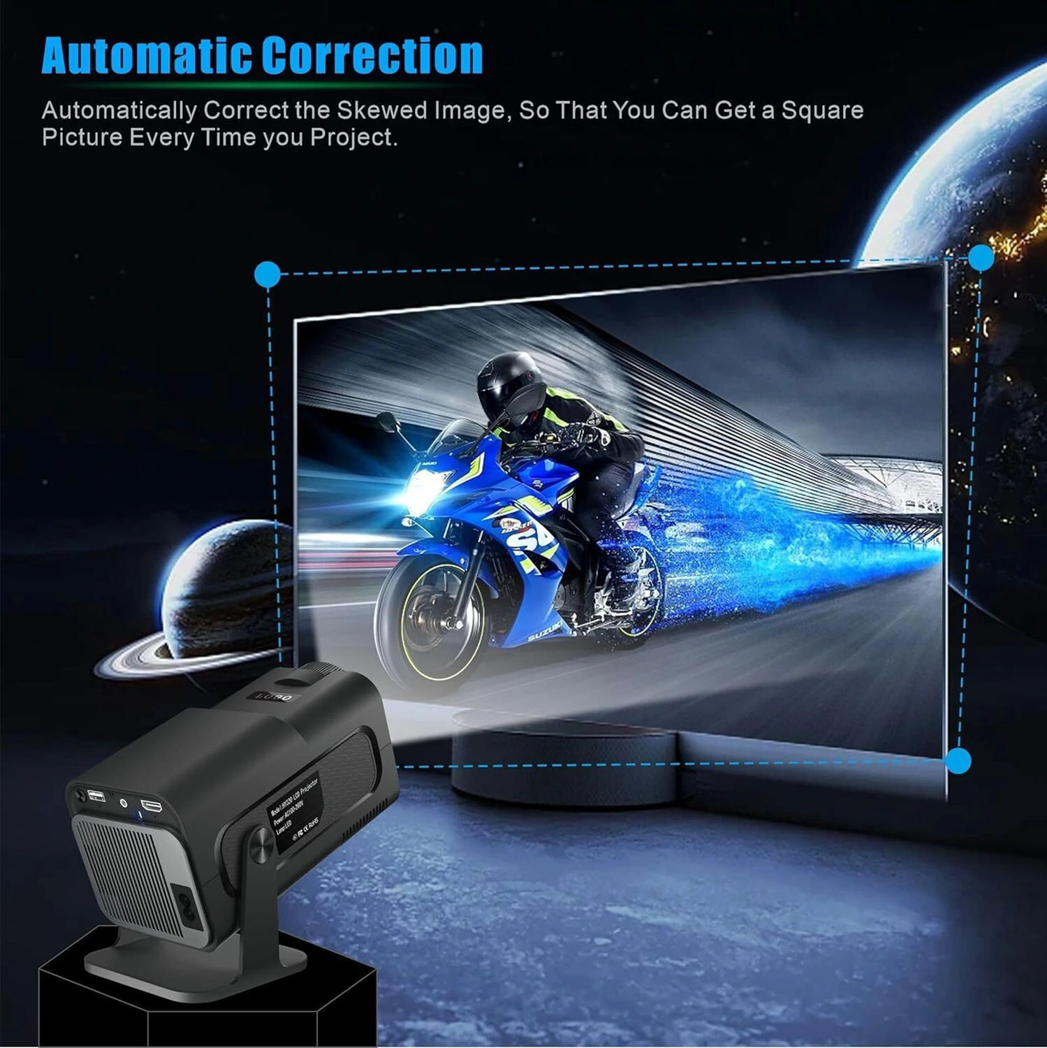 Image of Divine creation HY320 Mini 4K Support Smart Android 13 Projector with WiFi 6 HD Home Theater D16 (5000 lm / Wireless / Remote Controller) Portable Projector (Black)