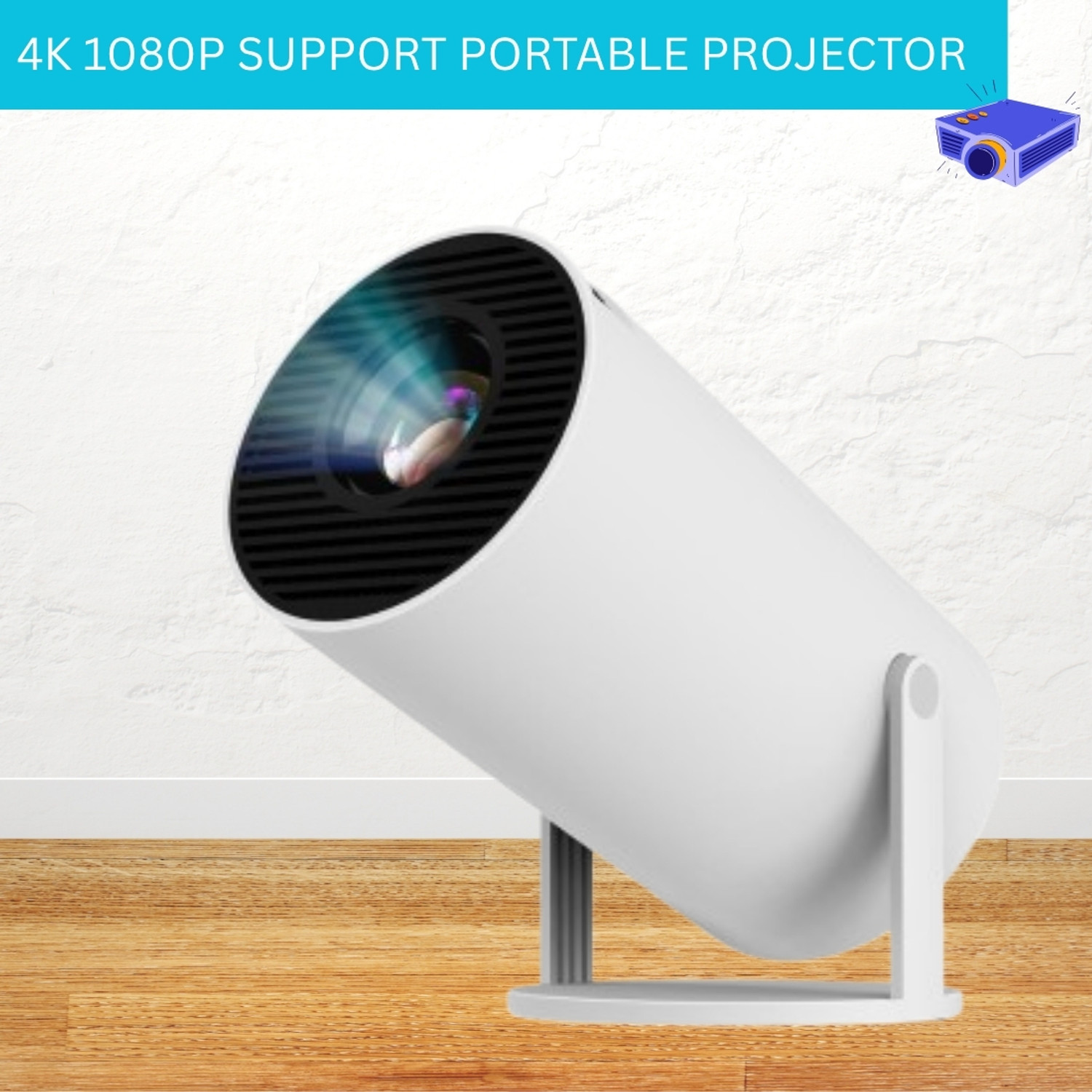 Image of Divine creation HY320 Mini 4K Support Smart Android 13 Projector with WiFi 6 HD Home Theater C34 (5000 lm / Wireless / Remote Controller) Portable Projector (Black)