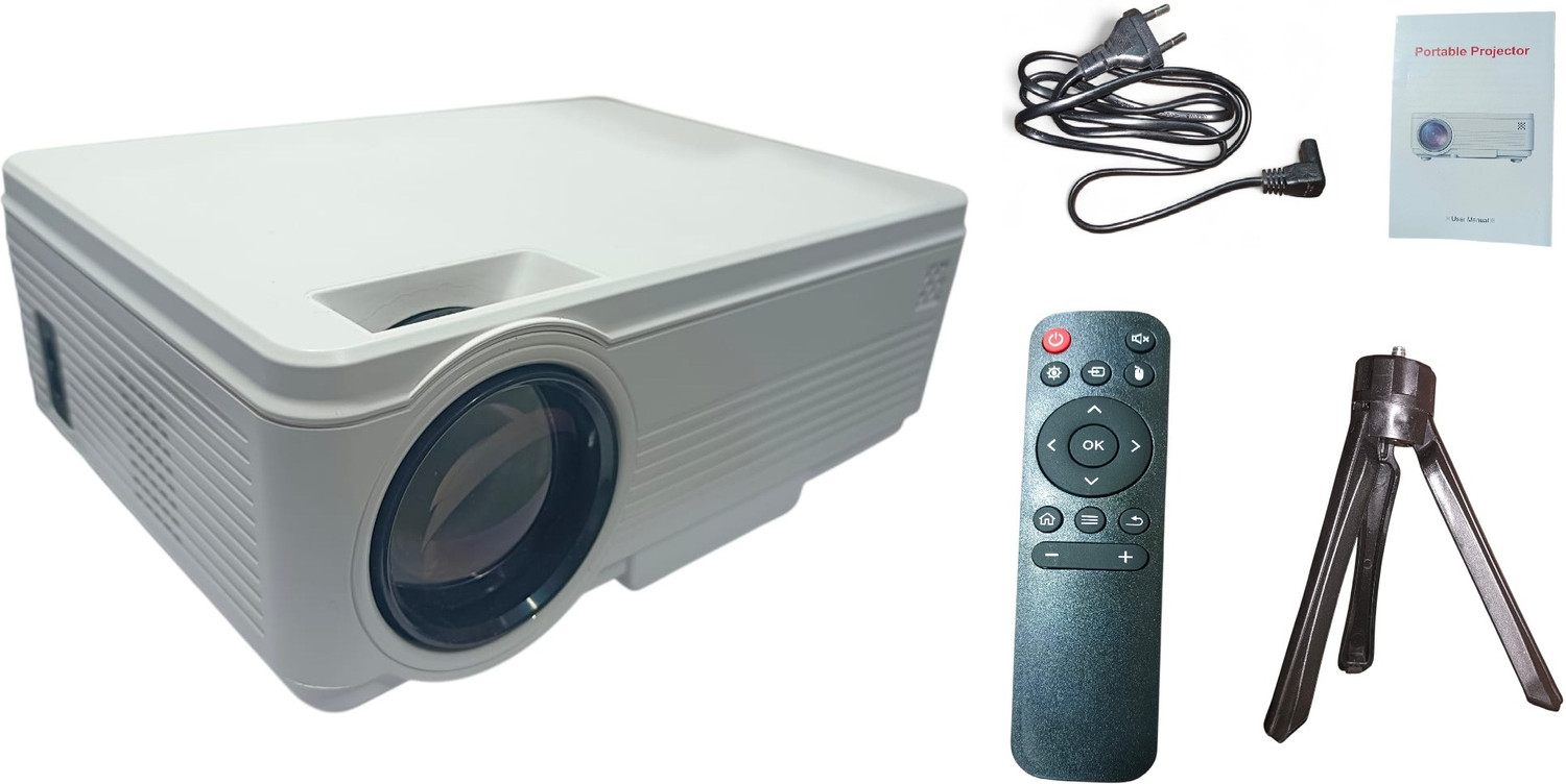 Image of SHIVVTECH Android Projector 4K & 1080P, 4D Keystone, 270 Rotation, Device CompatibleA10 (2000 lm) Portable Projector (White)