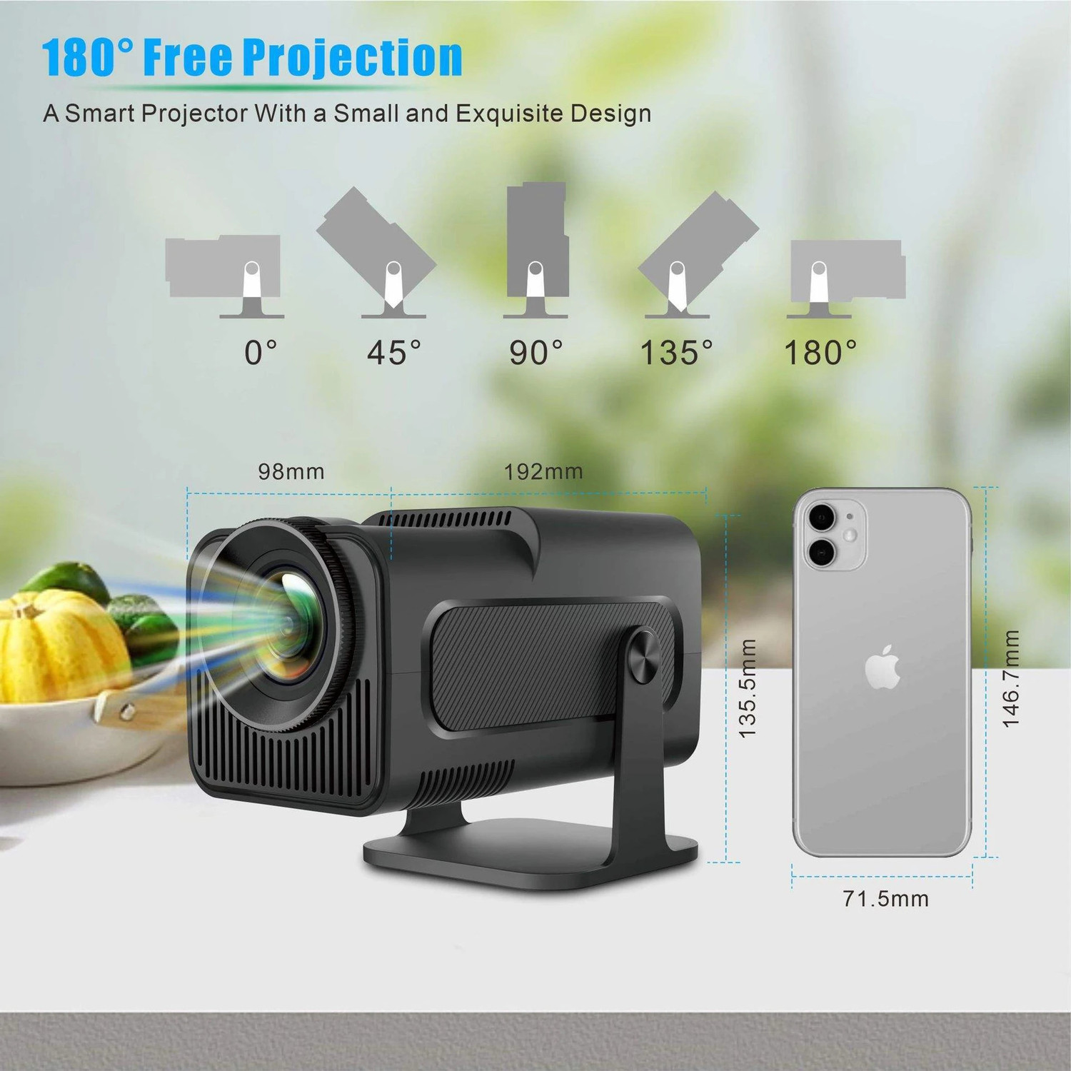 Image of Divine creation HY320 Mini 4K Support Smart Android 13 Projector with WiFi 6 HD Home Theater C34 (5000 lm / Wireless / Remote Controller) Portable Projector (Black)