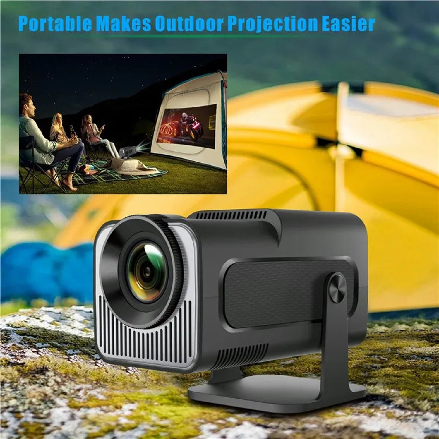 Image of Divine creation HY320 Mini 4K Support Smart Android 13 Projector with WiFi 6 HD Home Theater D22 (5000 lm / Wireless / Remote Controller) Portable Projector (Black)