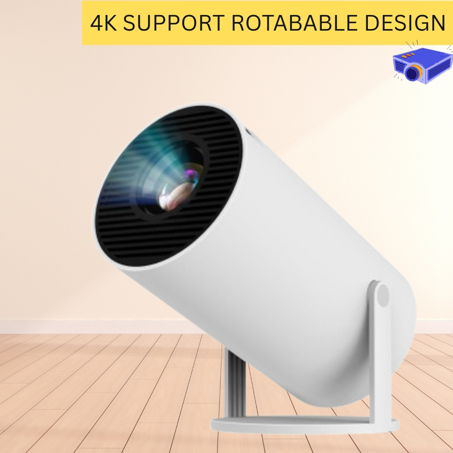 Image of Divine creation HY320 Mini 4K Support Smart Android 13 Projector with WiFi 6 HD Home Theater B69 (5000 lm / Wireless / Remote Controller) Portable Projector (Black)
