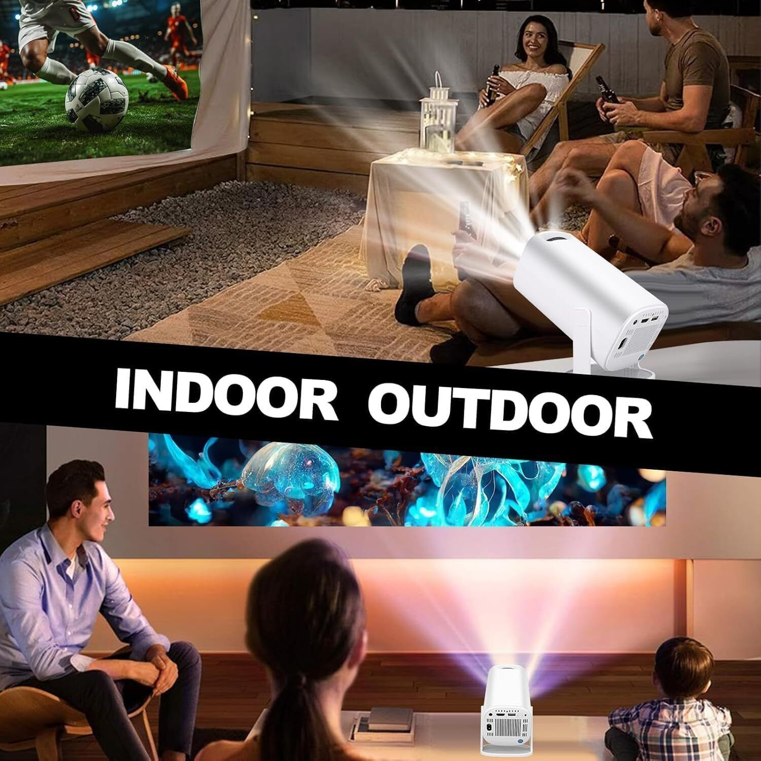 Image of Divine creation S40 UltraView Android Smart LED I 4K Projector I Portable Cinema Projector B343 (5000 lm / 1 Speaker / Wireless / Remote Controller) Portable Projector (White)