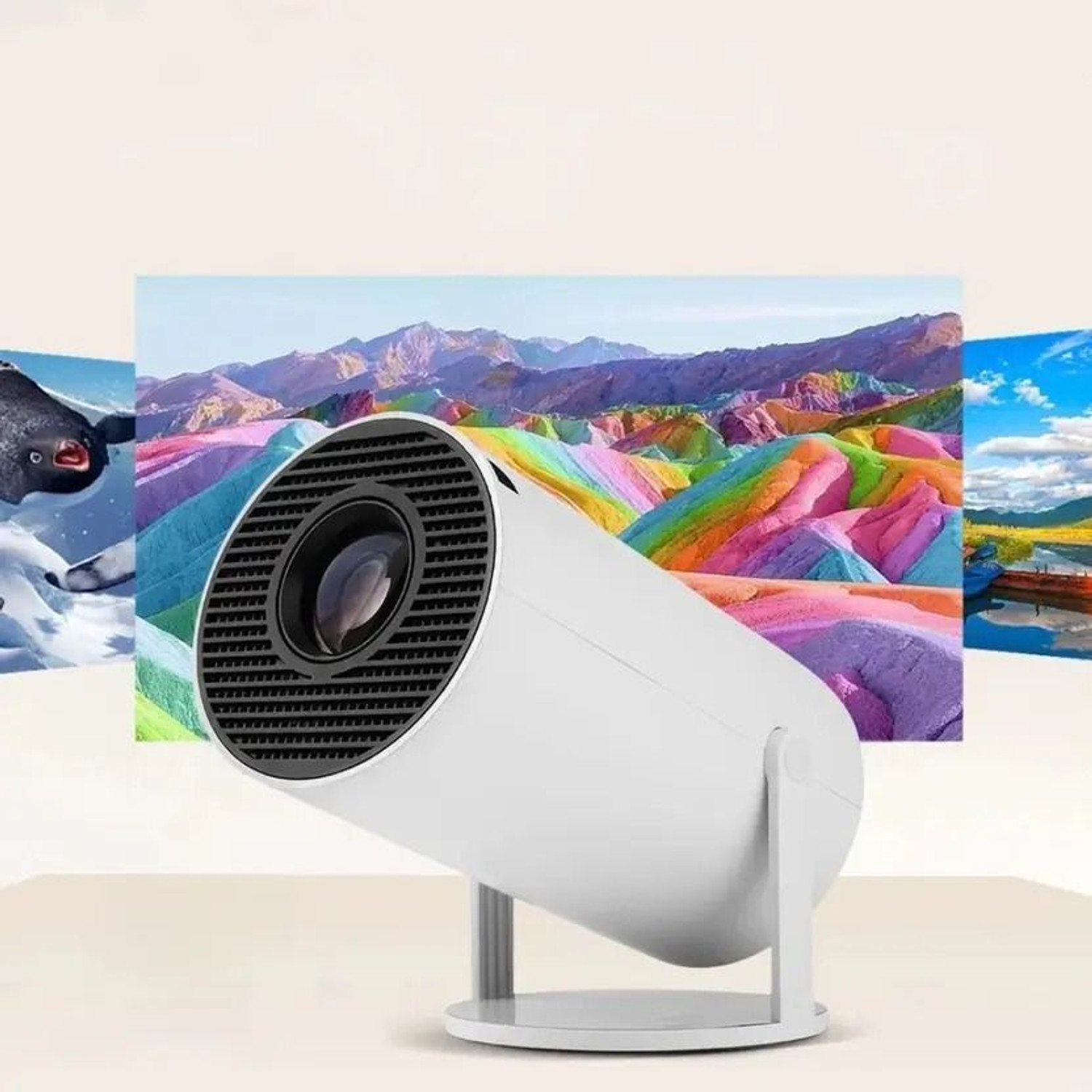 Image of Divine creation HY320 Mini 4K Support Smart Android 13 Projector with WiFi 6 HD Home Theater C45 (5000 lm / Wireless / Remote Controller) Portable Projector (Black)