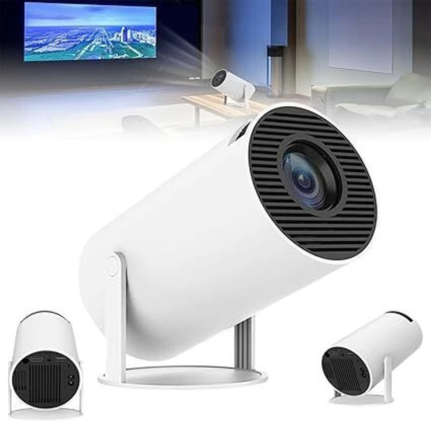 Image of Divine creation HY320 Mini 4K Support Smart Android 13 Projector with WiFi 6 HD Home Theater D22 (5000 lm / Wireless / Remote Controller) Portable Projector (Black)