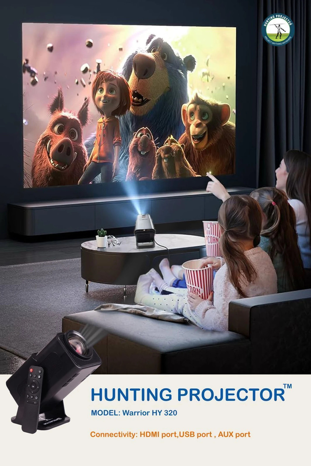 Image of Divine creation HY320 Mini 4K Support Smart Android 13 Projector with WiFi 6 HD Home Theater J50 (5000 lm / Wireless / Remote Controller) Portable Projector (Black)