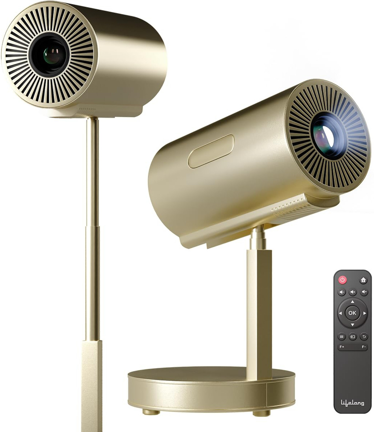 Image of Divine creation HY320 Mini 4K Support Smart Android 13 Projector with WiFi 6 HD Home Theater C34 (5000 lm / Wireless / Remote Controller) Portable Projector (Black)