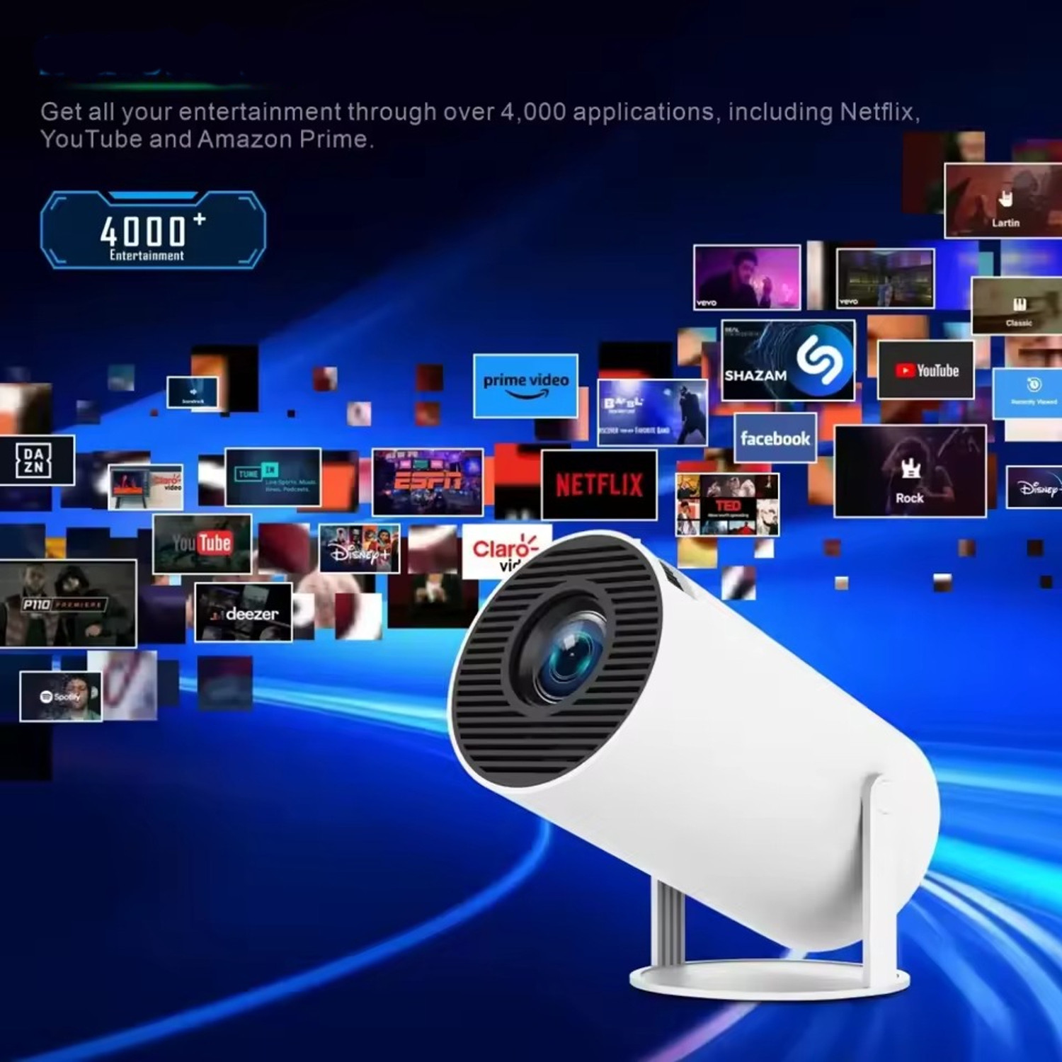 Image of Radhe HY300 Portable projector android (400 lm / 2 Speaker / Wireless / Remote Controller) Portable Projector (White)