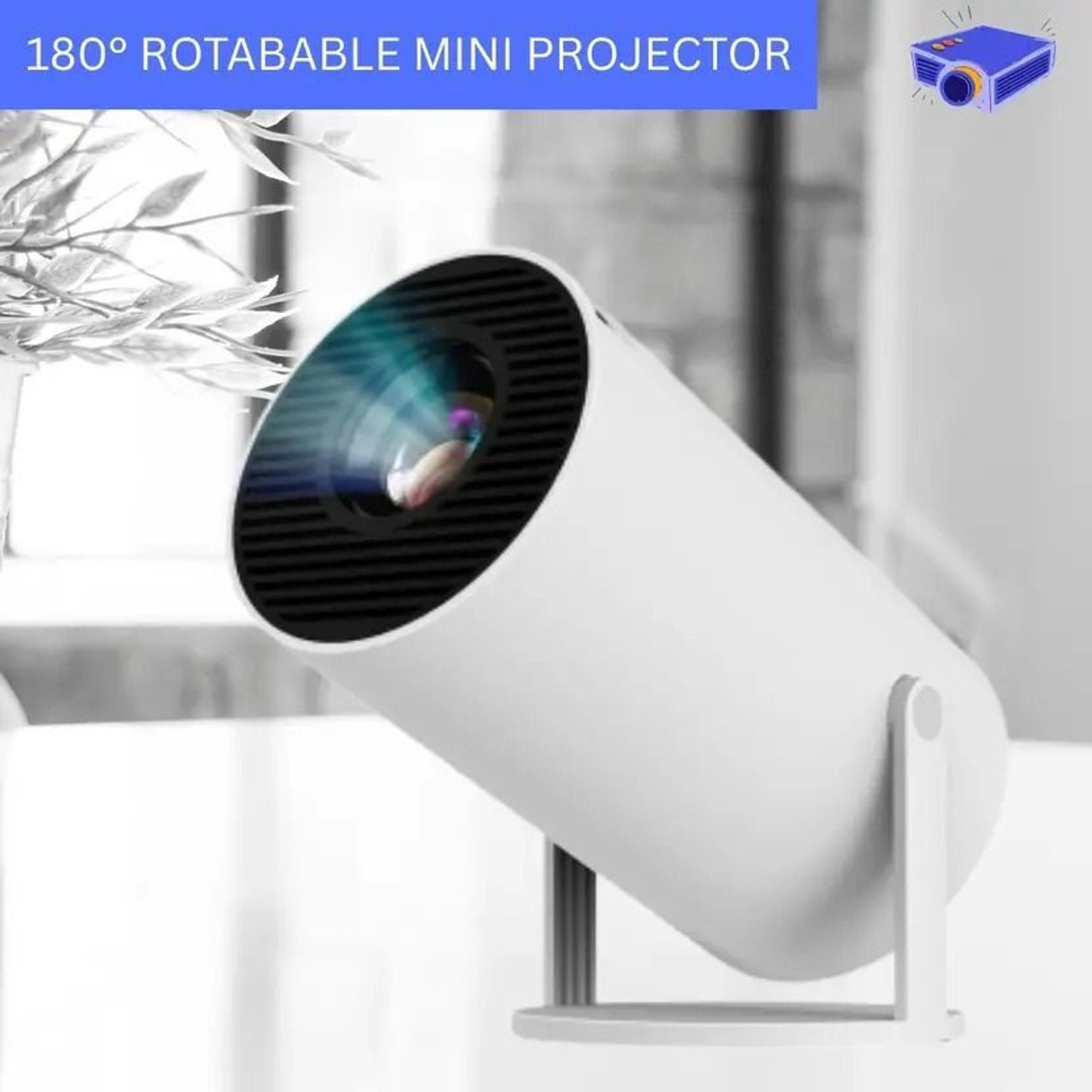 Image of Divine creation HY320 Mini 4K Support Smart Android 13 Projector with WiFi 6 HD Home Theater C37 (5000 lm / Wireless / Remote Controller) Portable Projector (Black)