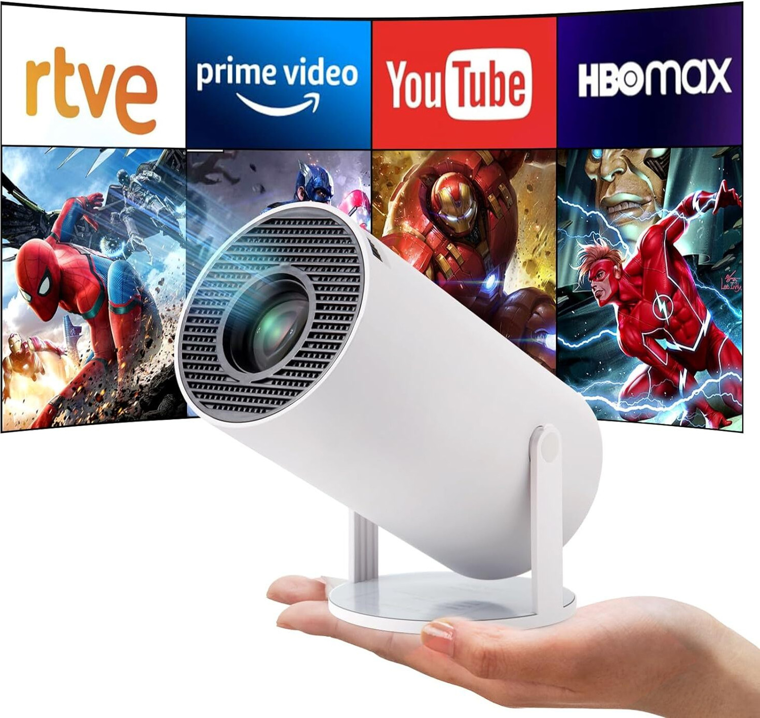 Image of SHIVVTECH Android Projector 4K & 1080P, 4D Keystone, 270 Rotation, Device CompatibleA10 (2000 lm) Portable Projector (White)