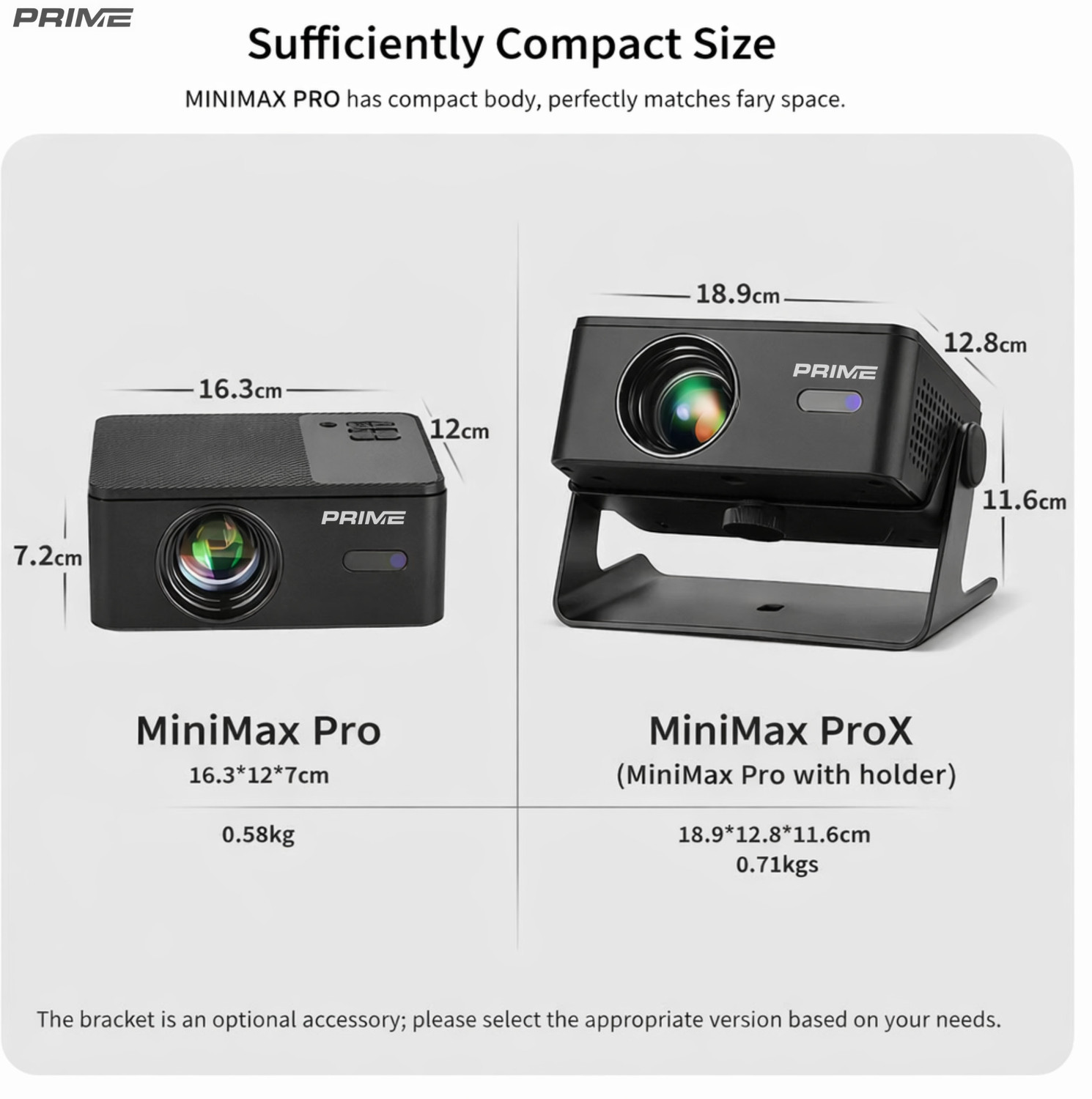 Image of Prime Projector MiniMax Pro Android 13 Smart Mini Projector | 6500 Lumens | 4K Ultra HD Support (6500 lm / 2 Speaker / Wireless / Remote Controller) Portable Projector (100% Dust Proof Wi-Fi 6 & Bluetooth 5.2 Screen Mirroring)