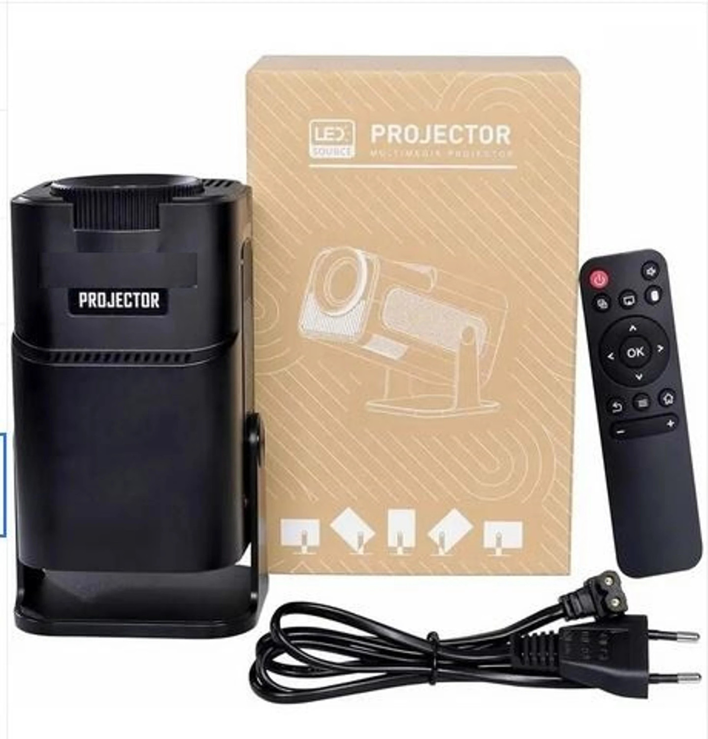Image of Divine creation HY320 Mini 4K Support Smart Android 13 Projector with WiFi 6 HD Home Theater C45 (5000 lm / Wireless / Remote Controller) Portable Projector (Black)