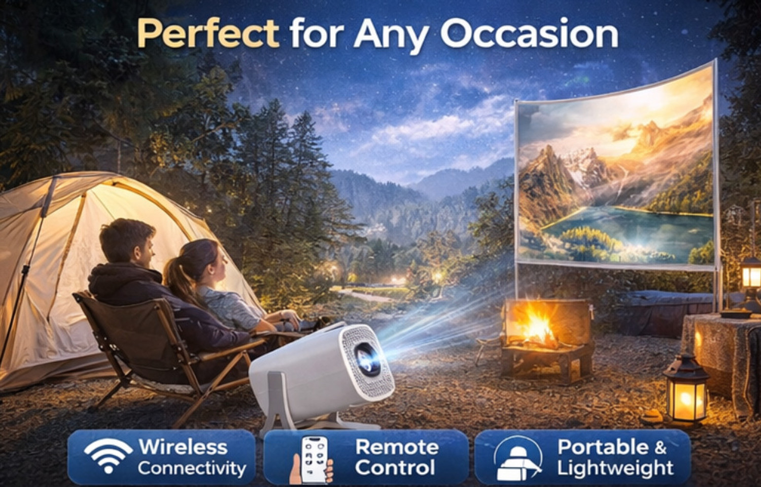 Image of WATTON Android 11.0 Smart Projector,1080P & 4K Support,2x Brighter,2.4G & 5G Wifi (8400 lm / 1 Speaker / Wireless / Remote Controller) Portable Projector (White)