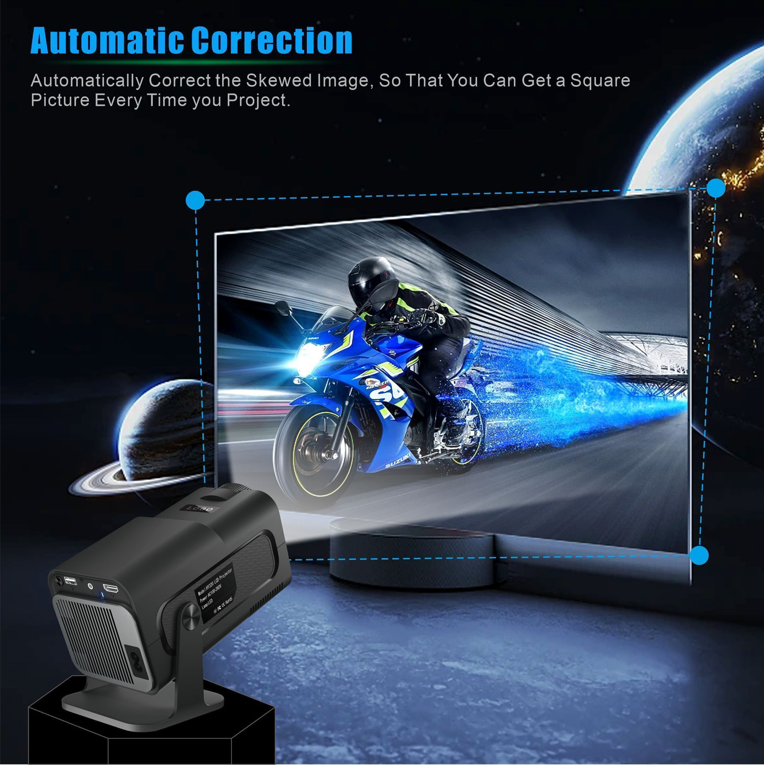 Image of Zync HY320 Mini Android 11 Smart 4K Ultra HD LED Short Throw Home Cineama 720P (8000 lm / 1 Speaker / Wireless / Remote Controller) Portable Projector (Dark Black)
