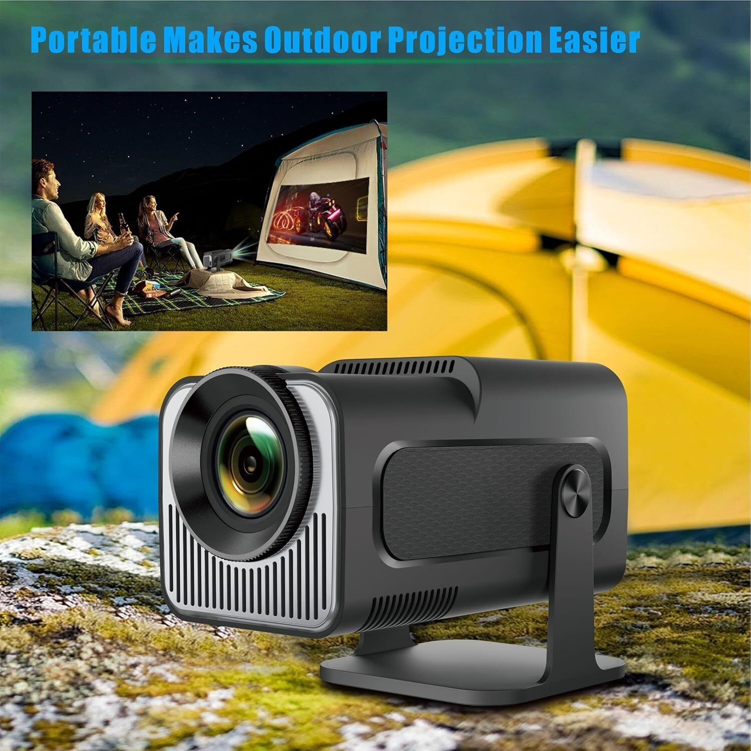 Image of Divine creation HY320 Mini 4K Support Smart Android 13 Projector with WiFi 6 HD Home Theater C64 (5000 lm / Wireless / Remote Controller) Portable Projector (Black)