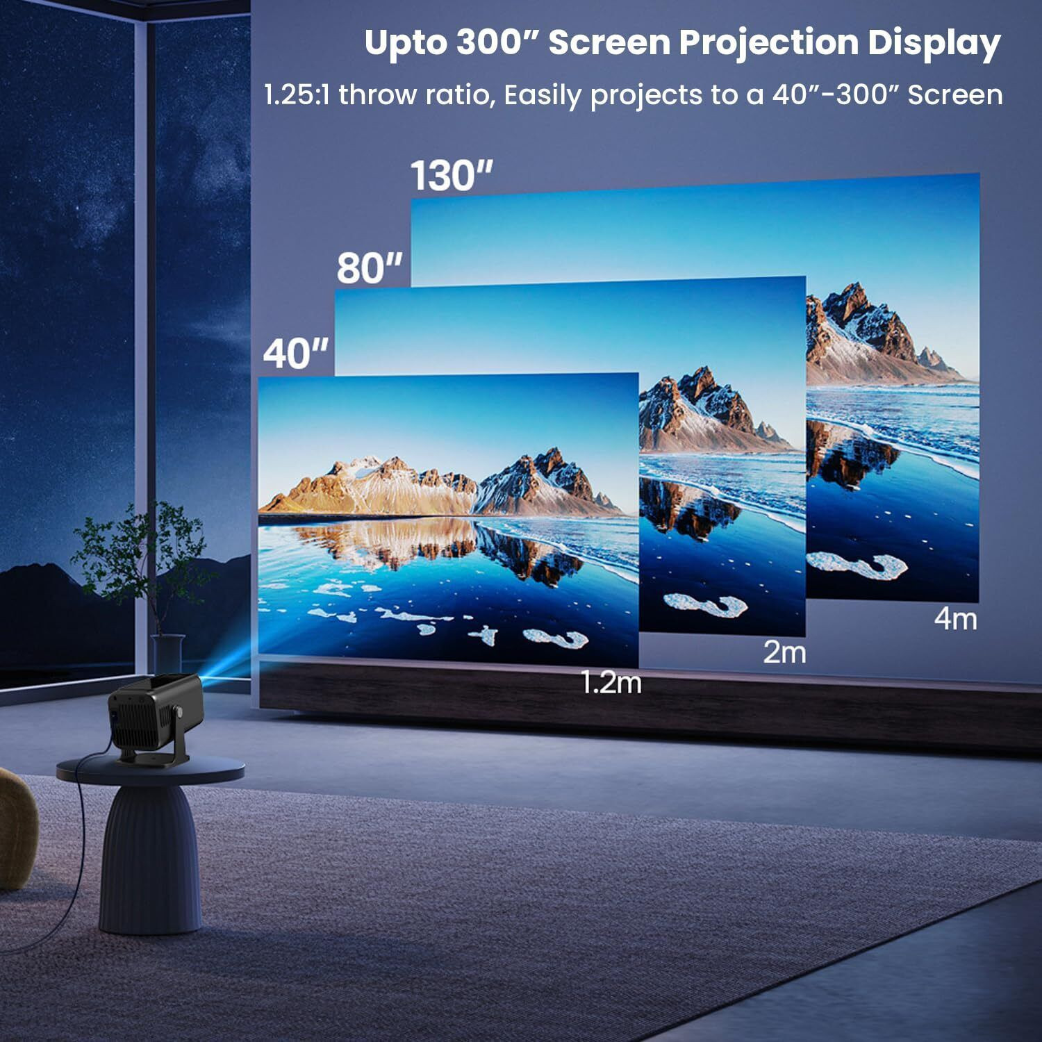 Image of Divine creation HY320 Mini 4K Support Smart Android 13 Projector with WiFi 6 HD Home Theater D97 (5000 lm / Wireless / Remote Controller) Portable Projector (Black)