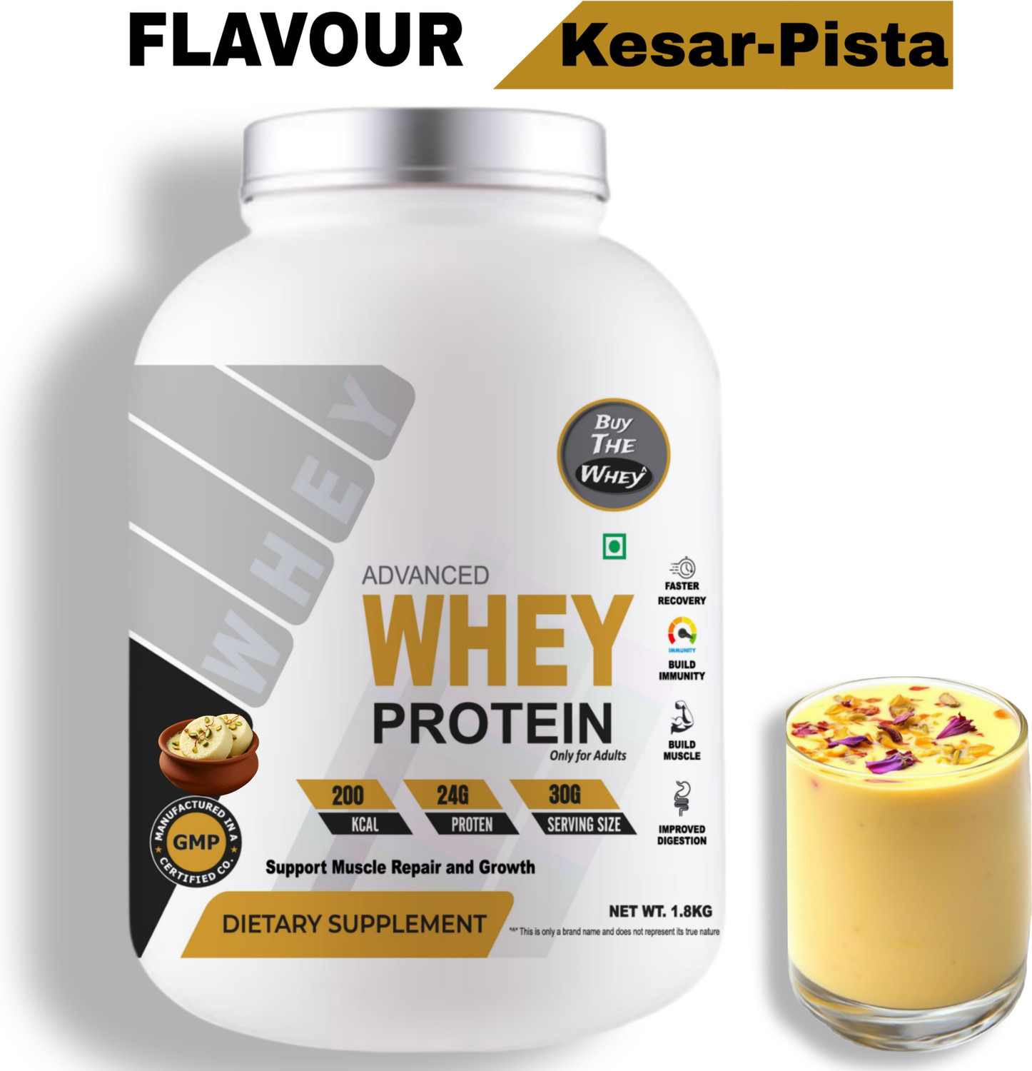 Image of Ripped Up Nutrition Whey Pro(TRUSTIFIED)-24GM Protein-Low Carbs ,Digestive Enzimes Whey Protein (1 kg, Birthday Cake)