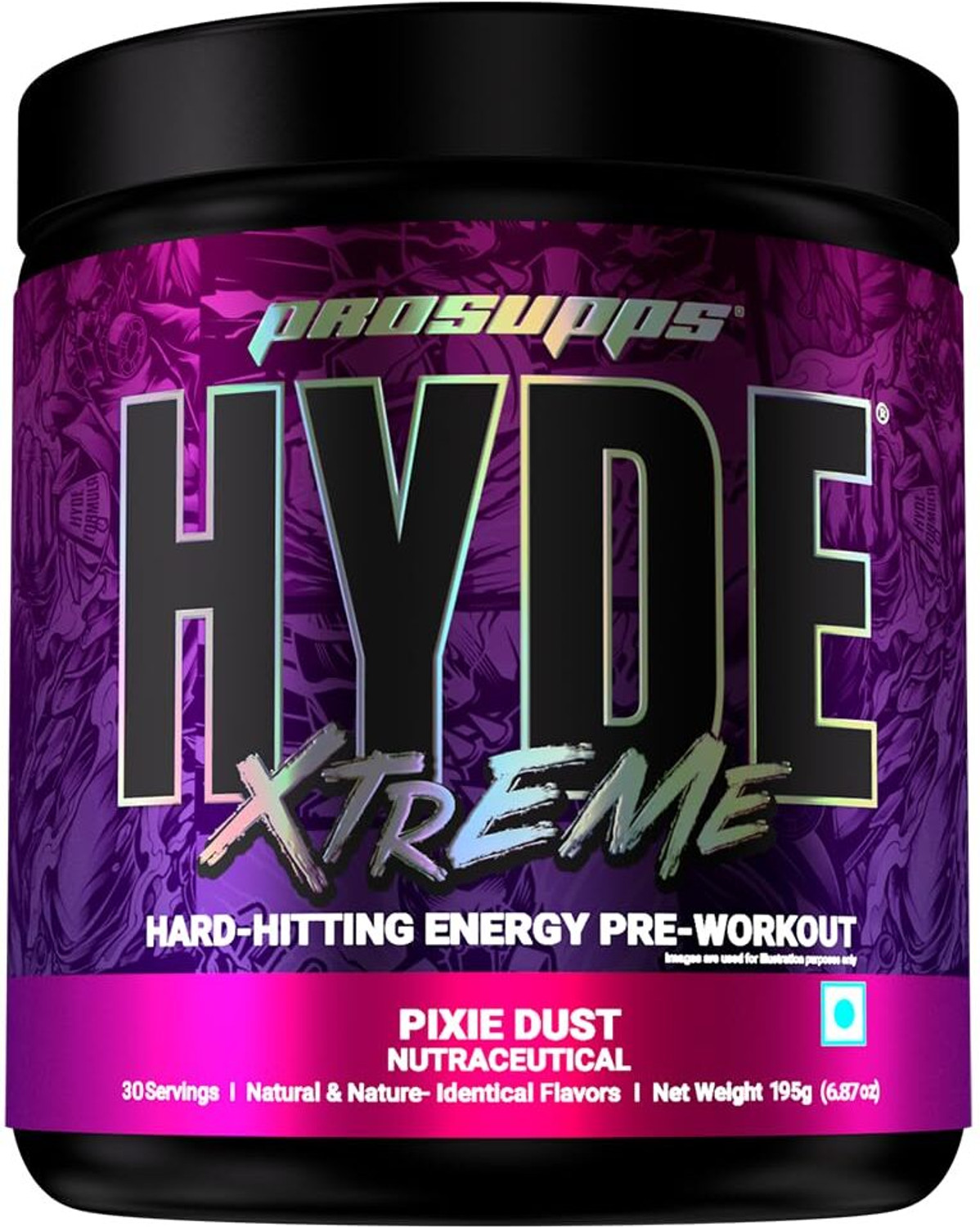 Image of PROSUPPS Hyde Xtreme - Hard Hitting | Caffeine, Beta-alanine, Creatine HCl, L-arginine | Pre Workout (195 g, Pixie Dust)