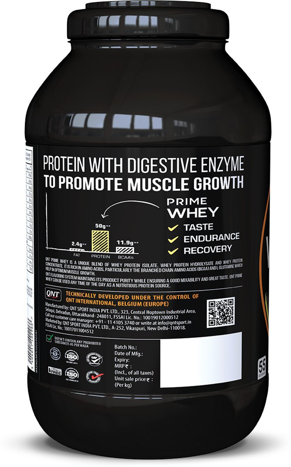 Image of QNT Prime Whey, 100% Whey Protein with whey Isolate Whey Protein (2 kg, Strawberry Banana)