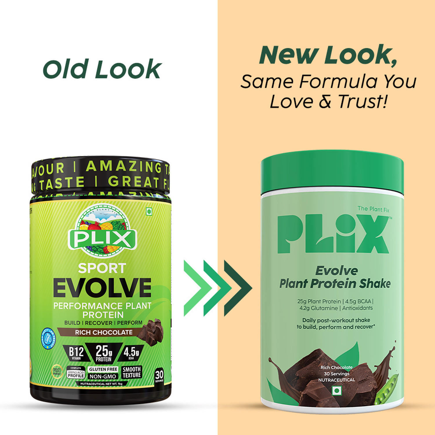 Image of The Plant Fix Plix EVOLVE Vegan Performance Plant Protein Powder 25G Protein, Boost immunity, Vit B12 Plant-Based Protein (1 kg, Chocolate)