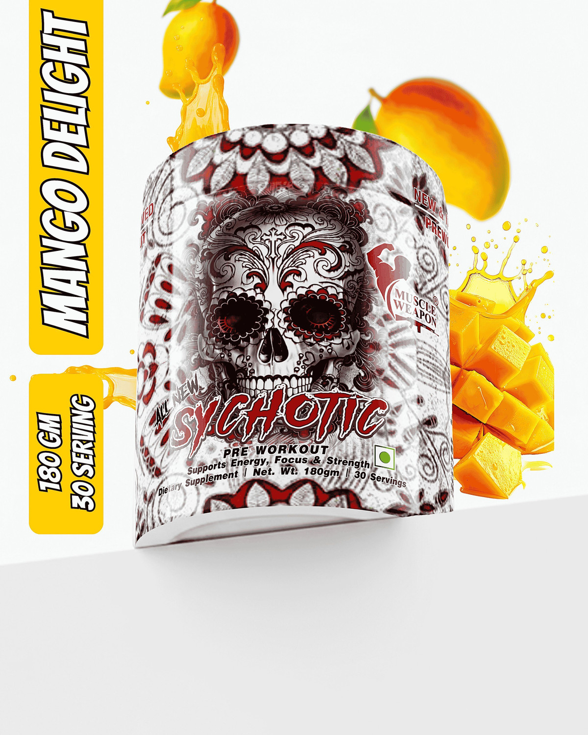 Image of Muscle Weapon Sychotic Preworkout 30 servings Stamina| Energy | Focus | Pump Pre Workout (180 g, Blueberry)