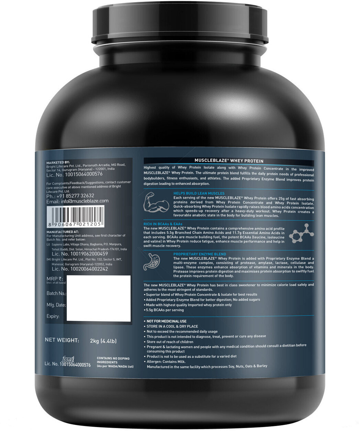 Image of MUSCLEBLAZE 100% Whey Protein, Ultra Premium Whey Blend Whey Protein (2 kg, Strawberry)