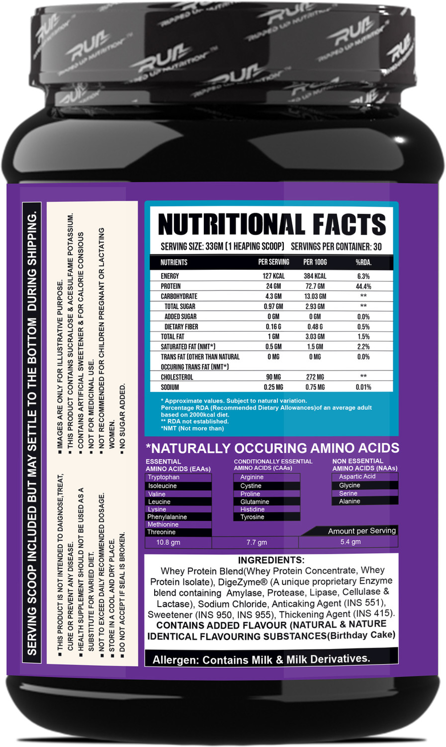 Image of Ripped Up Nutrition Whey Pro(TRUSTIFIED)-24GM Protein-Low Carbs ,Digestive Enzimes Whey Protein (1 kg, Birthday Cake)