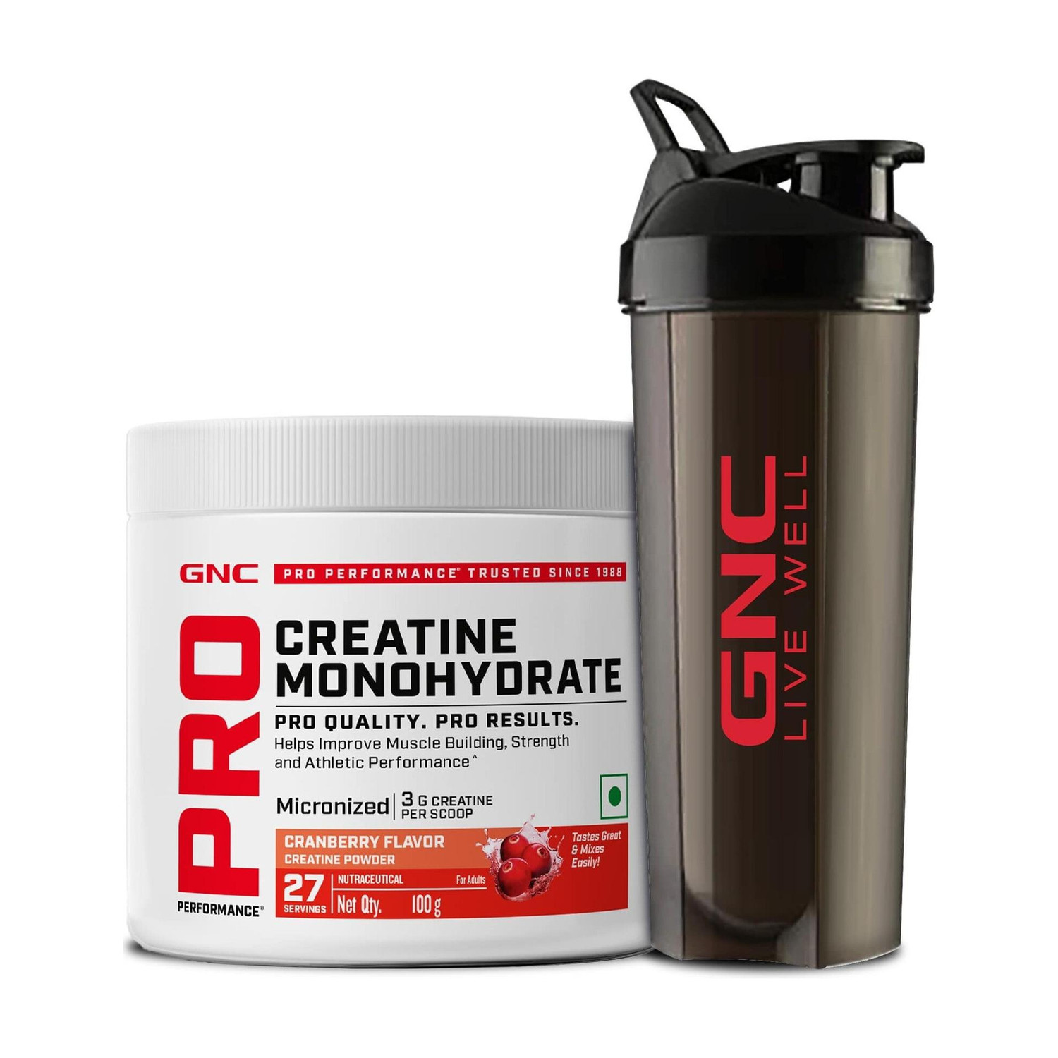 GNC Creatine Monohydrate 750ml with Black Shaker - Image 1