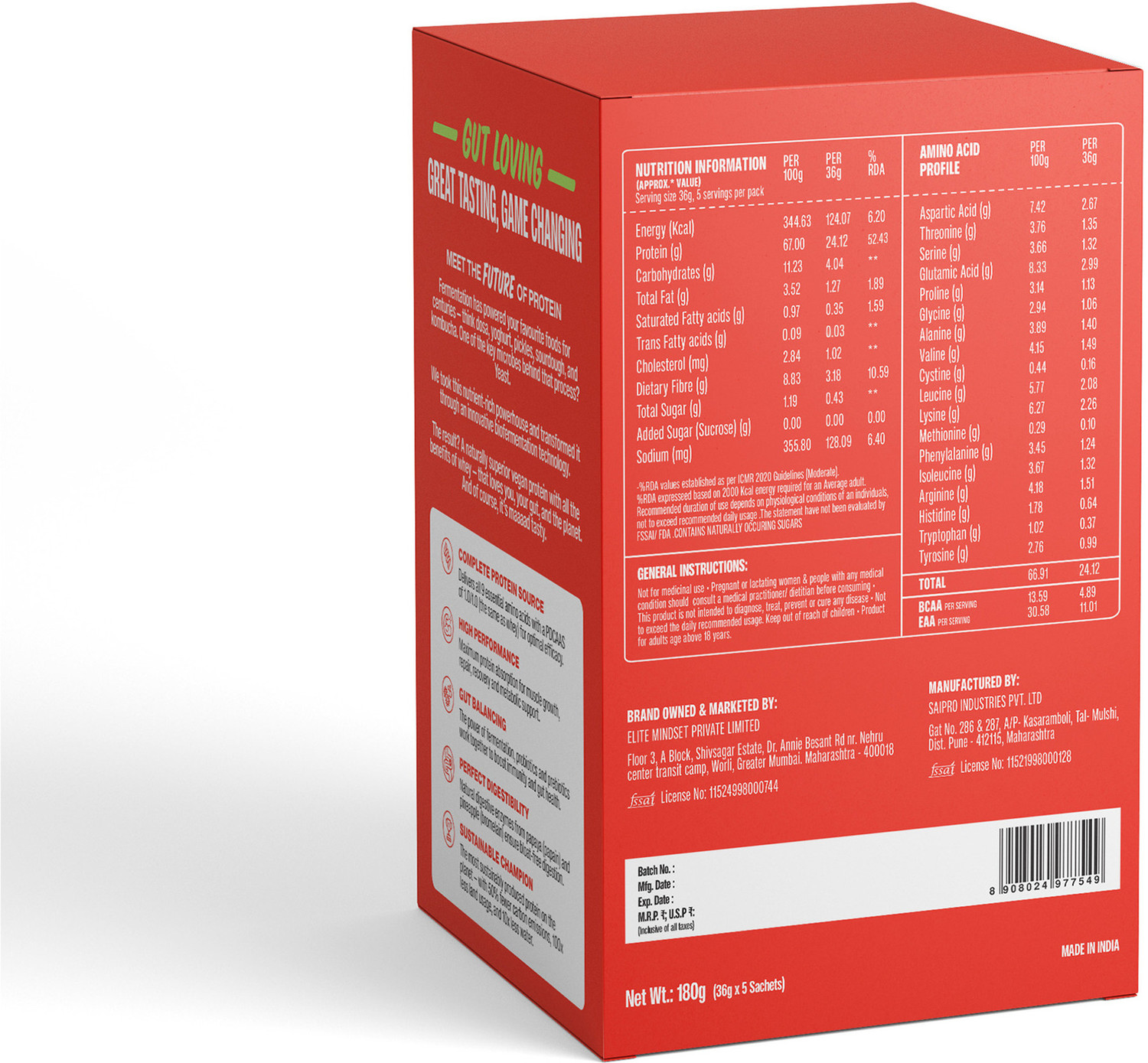Image of Super You Pro Fermented Yeast Protein(Pack of 5) | 24g Protein | Superior Muscle Recovery Plant-Based Protein (180 g, Chocolate)