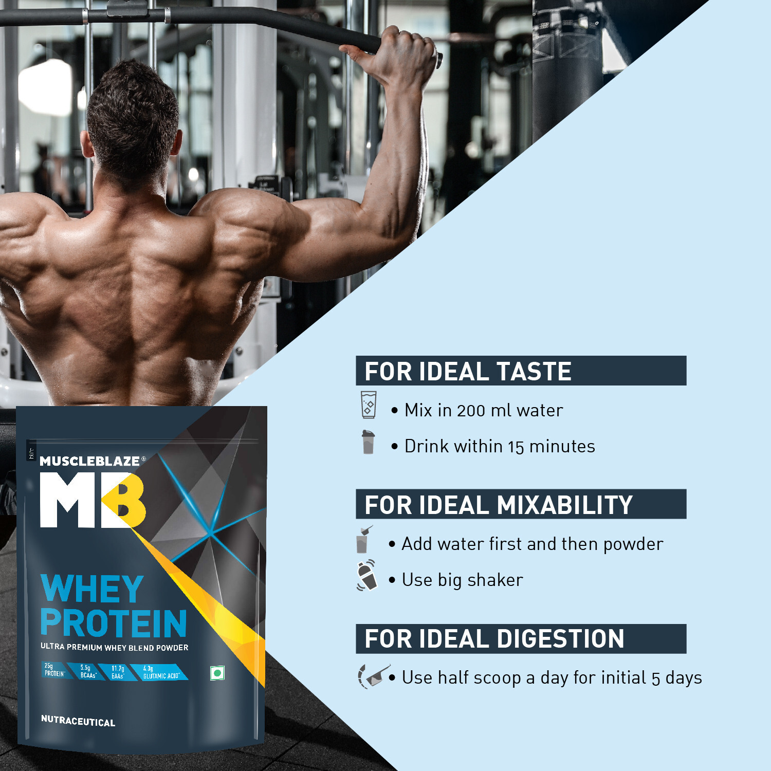Image of MUSCLEBLAZE 100% Whey Protein, Ultra Premium Whey Blend Whey Protein (1 kg, Vanilla)