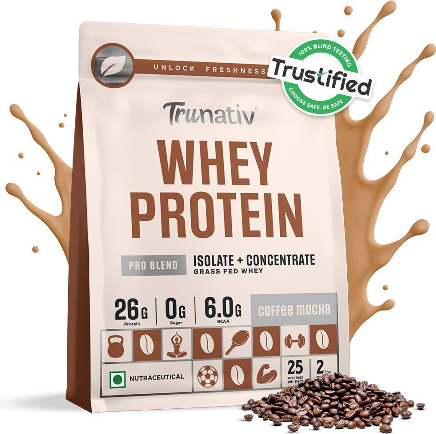 Image of One Science Nutrition 100% Premium Whey Protein 907GM Whey Protein (907 g, CAFE MOCHA)