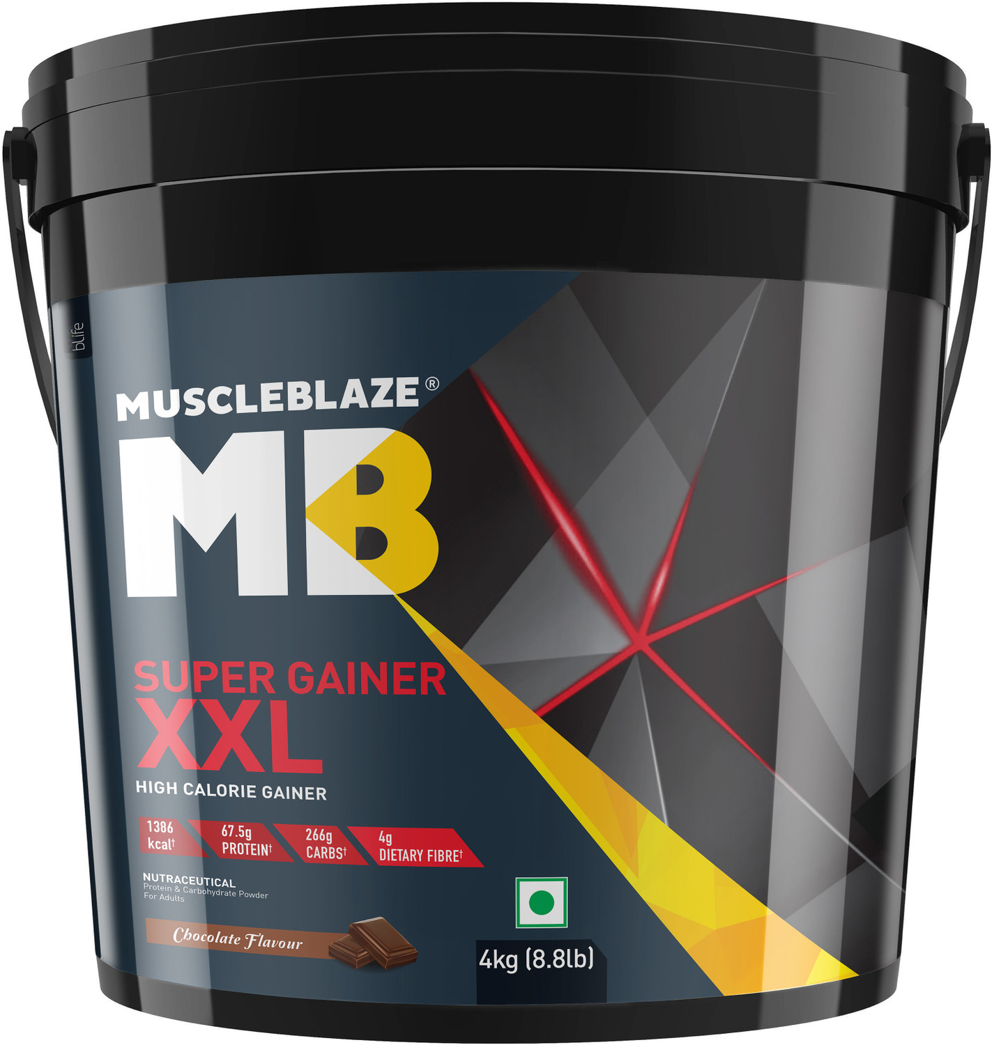 Image of Nutrabay Gold Bulk Mass Gainer, 30g Protein, 554 Calories, Carbs to Protein Blend (3:1) Weight Gainers /Mass Gainers (3 kg, Chocolate)