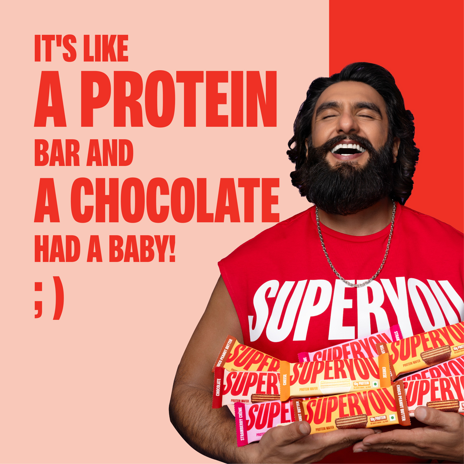 Image of SUPERYOU 10g Protein, 3g Fiber, No Added Sugar|Yeast Fermented Protein|Energy Bars Protein Bars (800 g, Chocolate (Pack of 10) & Choco Peanut Butter (Pack of 10)