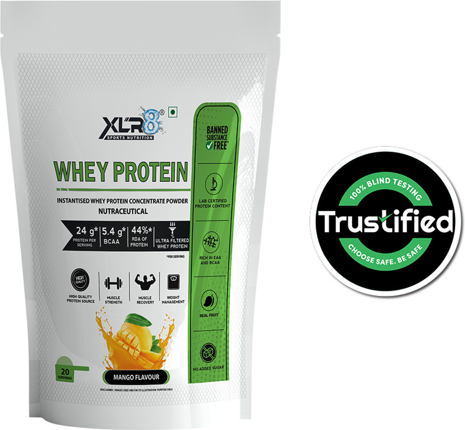 Image of XLR8 with 24 g Protein, 5.4 g BCAA Whey Protein (1.5 pounds, Mango)