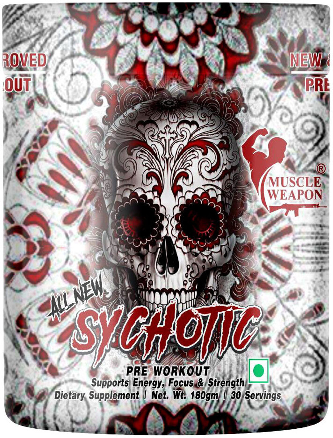 Image of Muscle Weapon Sychotic Preworkout 30 servings| Energy | Focus | Pump Pre Workout (180 g, Blueberry)