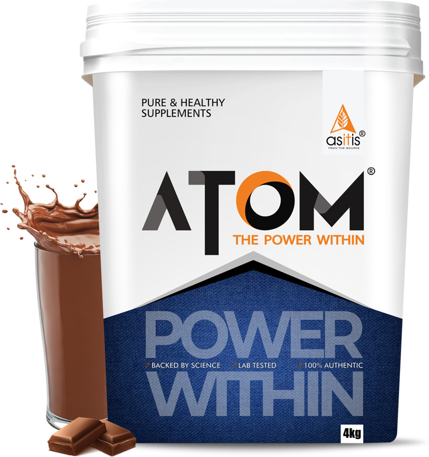AS-IT-IS Nutrition ATOM PWR Mass Gainer 4Kg Double Rich Chocolate Weight Gainers/Mass Gainers