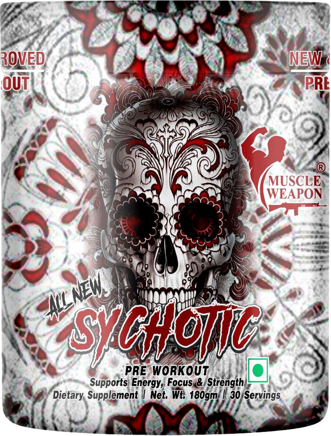 Image of Muscle Weapon Sychotic Preworkout 30 servings| Energy | Focus | Pump Pre Workout (180 g, Meetha Paan)