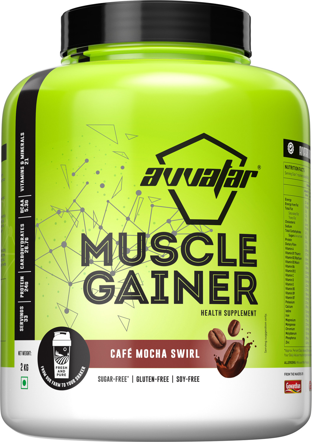Image of Nutrabay Gold Bulk Mass Gainer, 30g Protein, 554 Calories, Carbs to Protein Blend (3:1) Weight Gainers /Mass Gainers (3 kg, Chocolate)