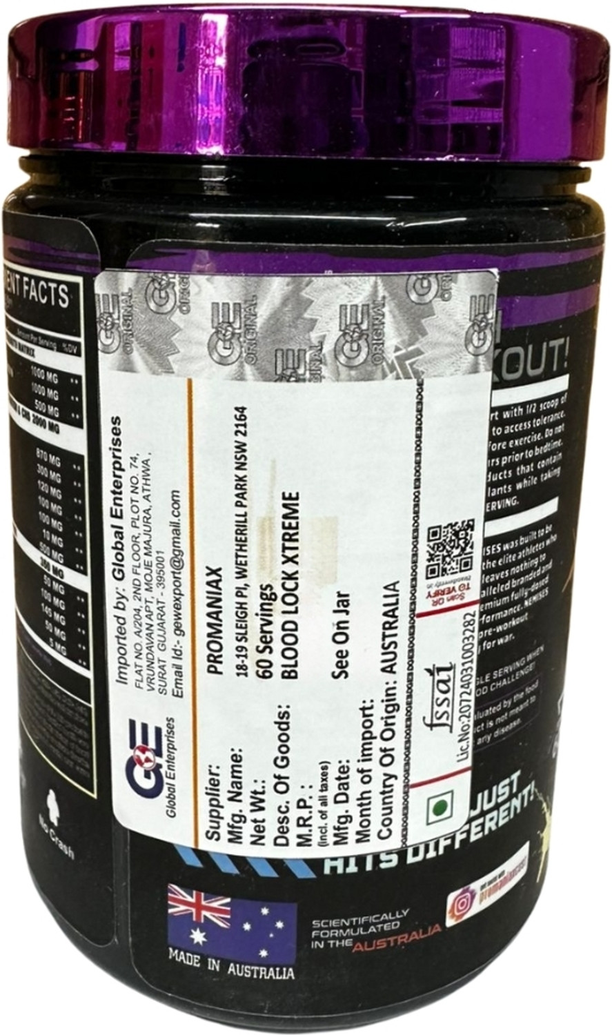 Image of Promaniax Blood Lock Xtreme | Elite | Boosts Energy, Strength & Performance | 60 Servings Pre Workout (390 g, Lemonade)