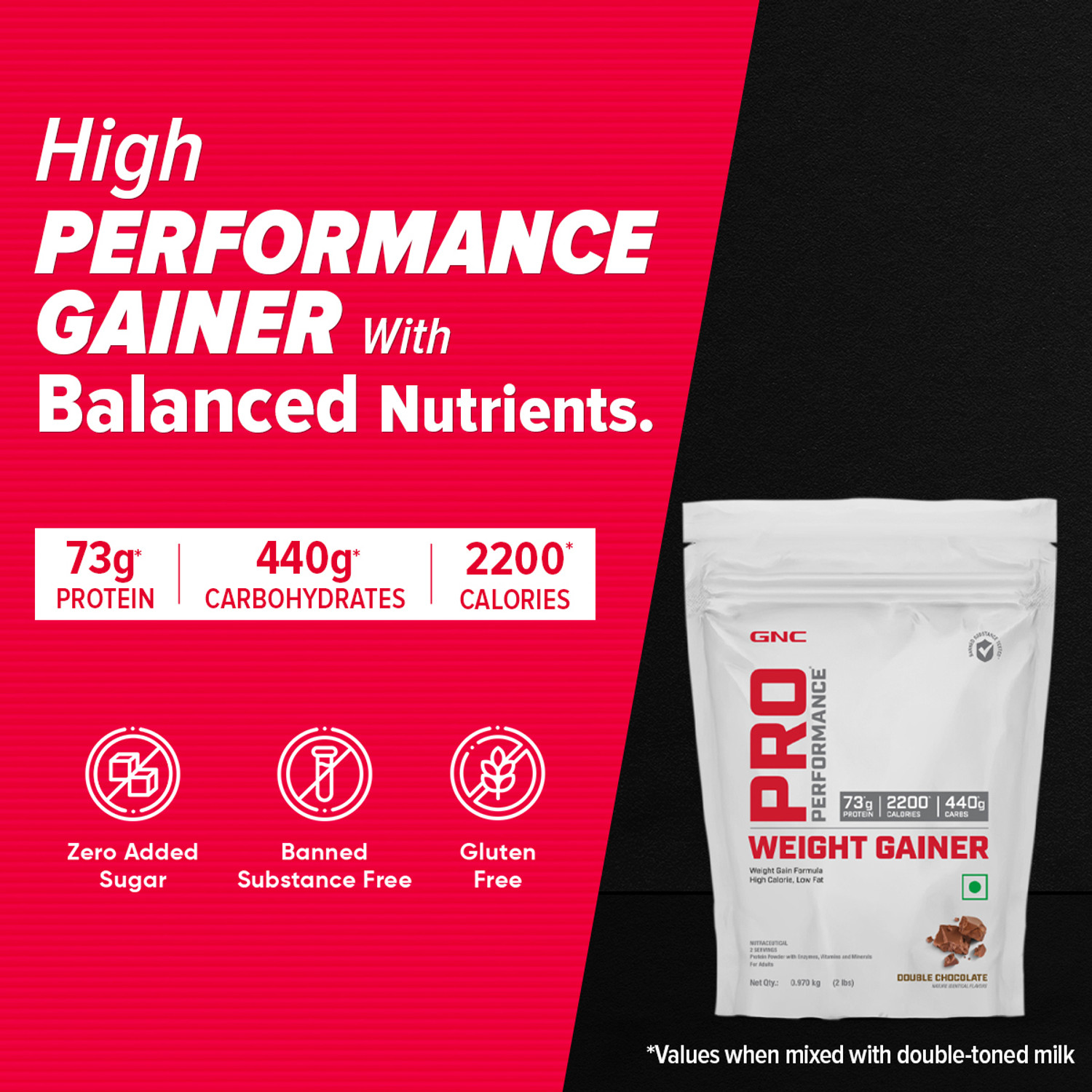 Image of GNC Pro Performance Weight Gainers /Mass Gainers (2 pounds, Double Chocolate)